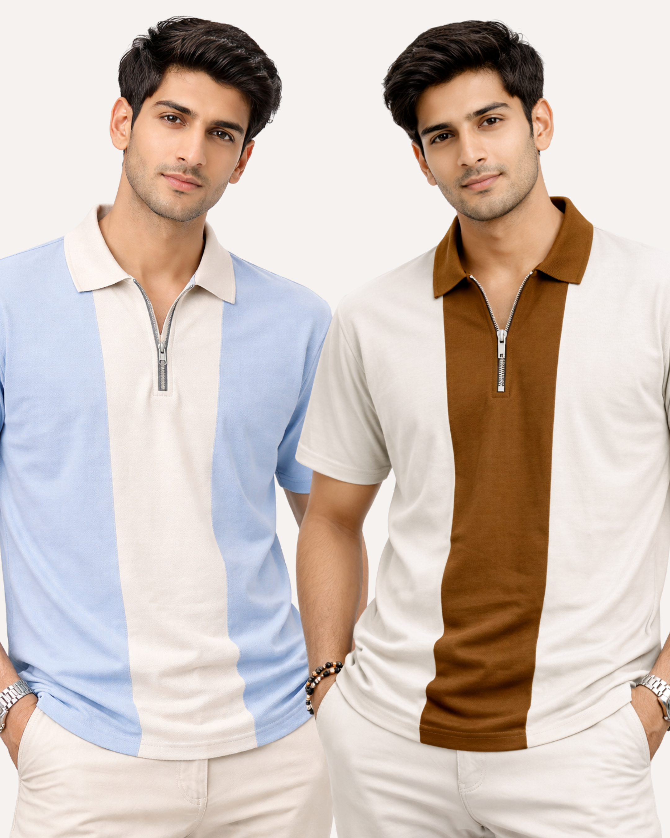 Pack of 2 Panel Zip Polo