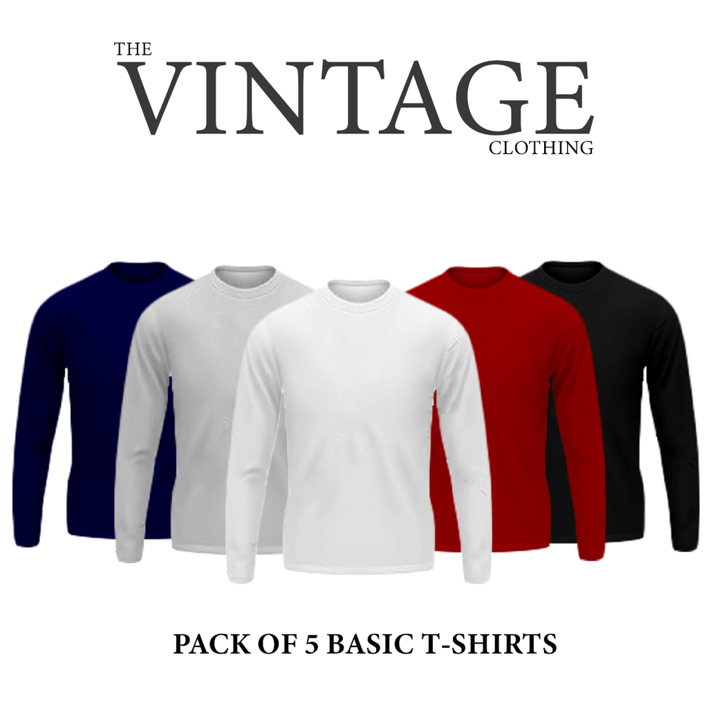 Pack of 5 round neck Full sleeves T-shirts