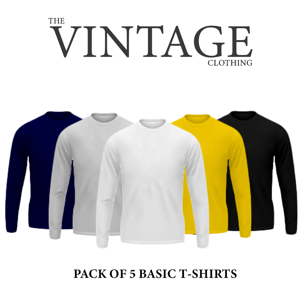 Pack of 5 round neck Full sleeves T-shirts