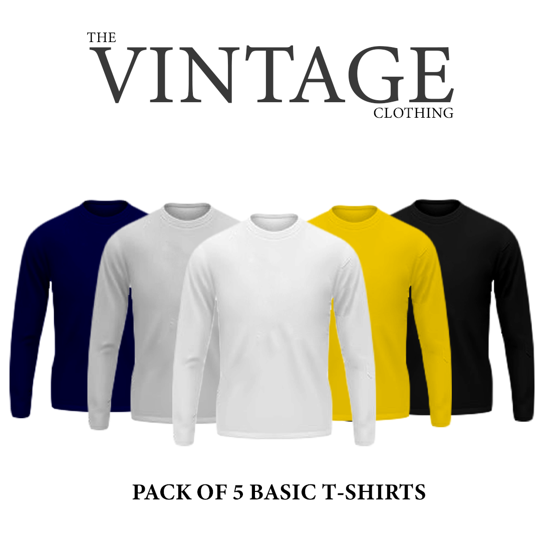 Pack of 5 round neck Full sleeves T-shirts