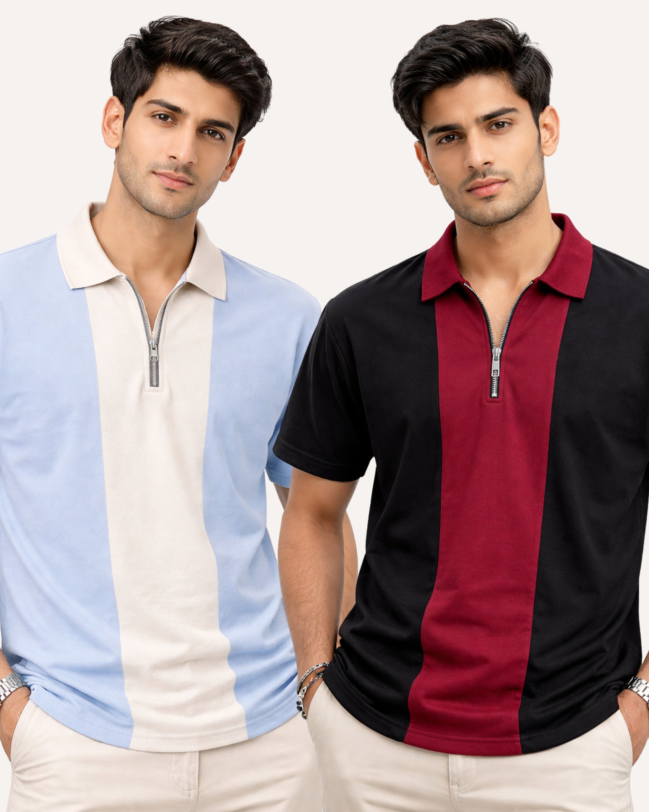Pack of 2 Panel Zip Polo