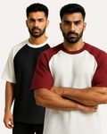 Pack of 2 - Oversized Raglan Waffle Knit T-Shirts