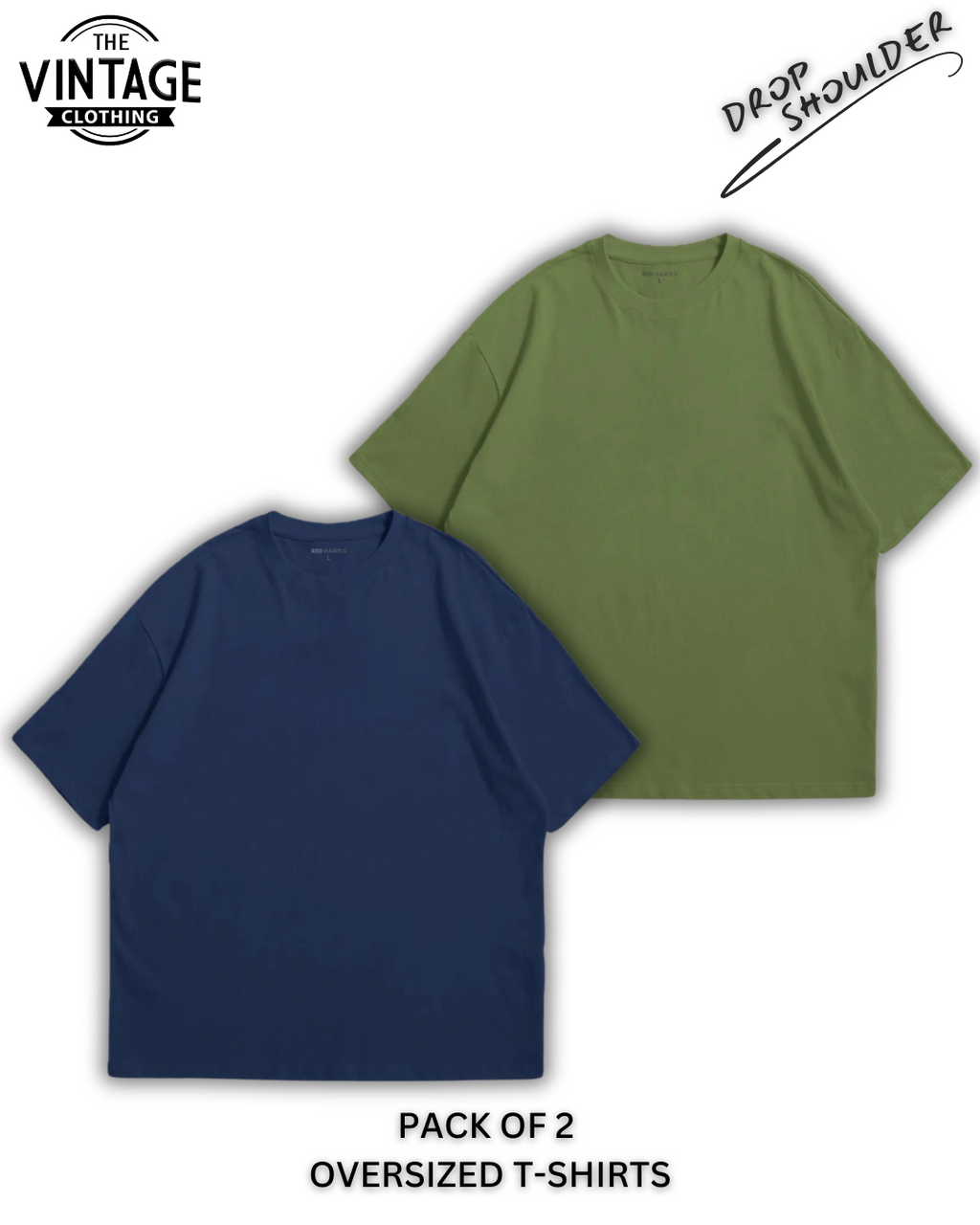 Pack of 2 Oversized | Drop Shoulder Solid Color Tshirts for Men and Women