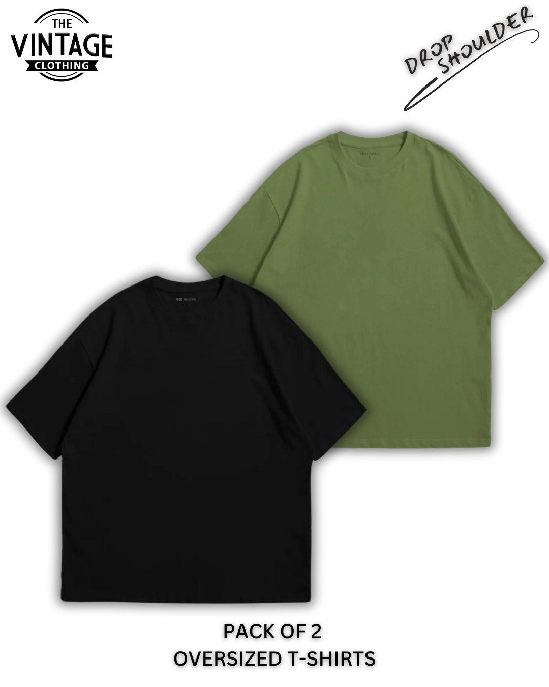 Pack of 2 Oversized | Drop Shoulder Solid Color Tshirts for Men and Women