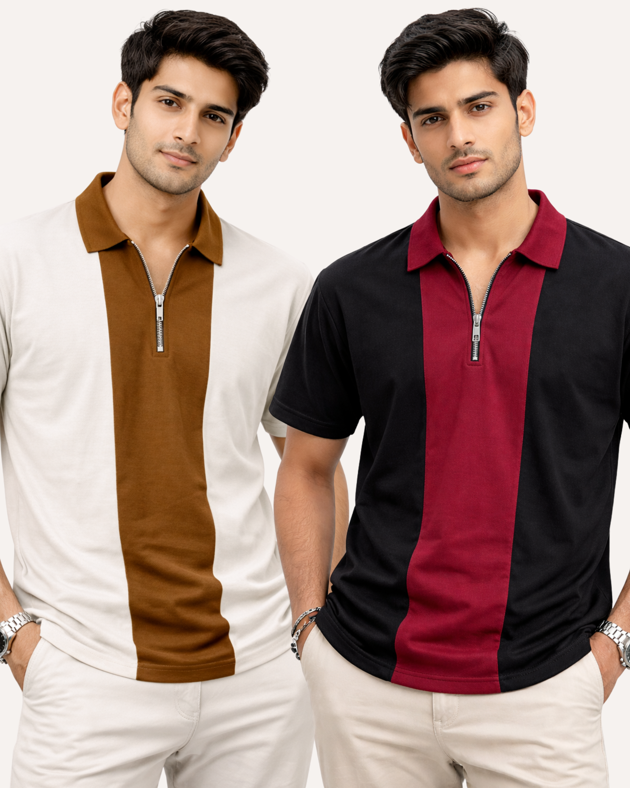 Pack of 2 Panel Zip Polo