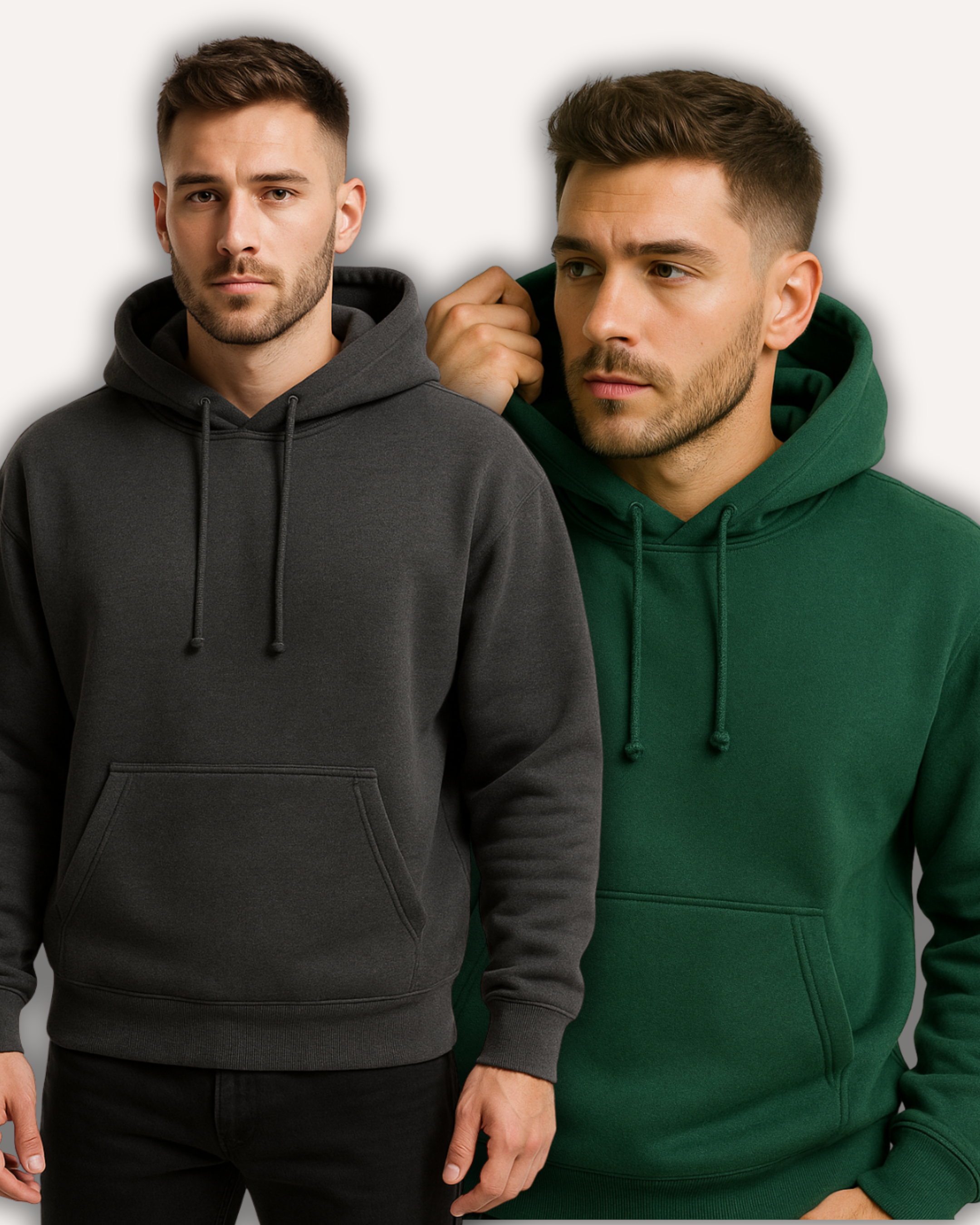 Pack of 2 Basic Charcoal & Green Hoodies