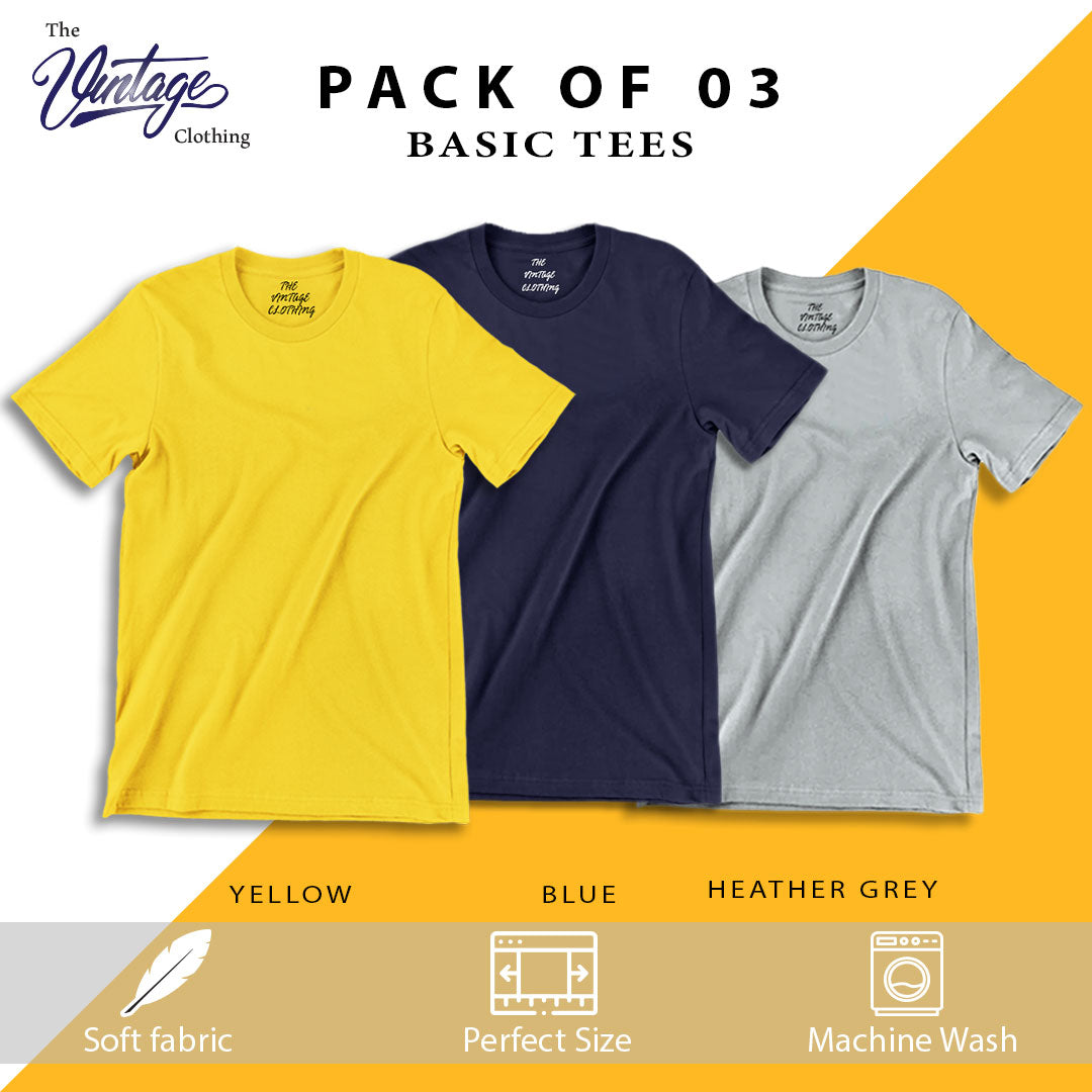 Pack of 3 plain Half sleeves T-Shirt