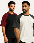 Pack of 2 - Oversized Raglan Waffle Knit T-Shirt