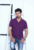 Purple Casual Half Sleeves Shirt