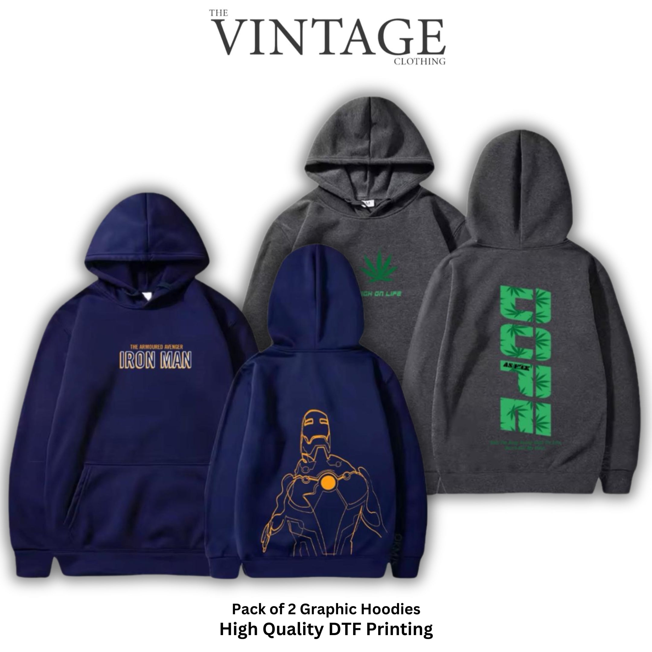 Pack of 2 Digital Printed Hoodies