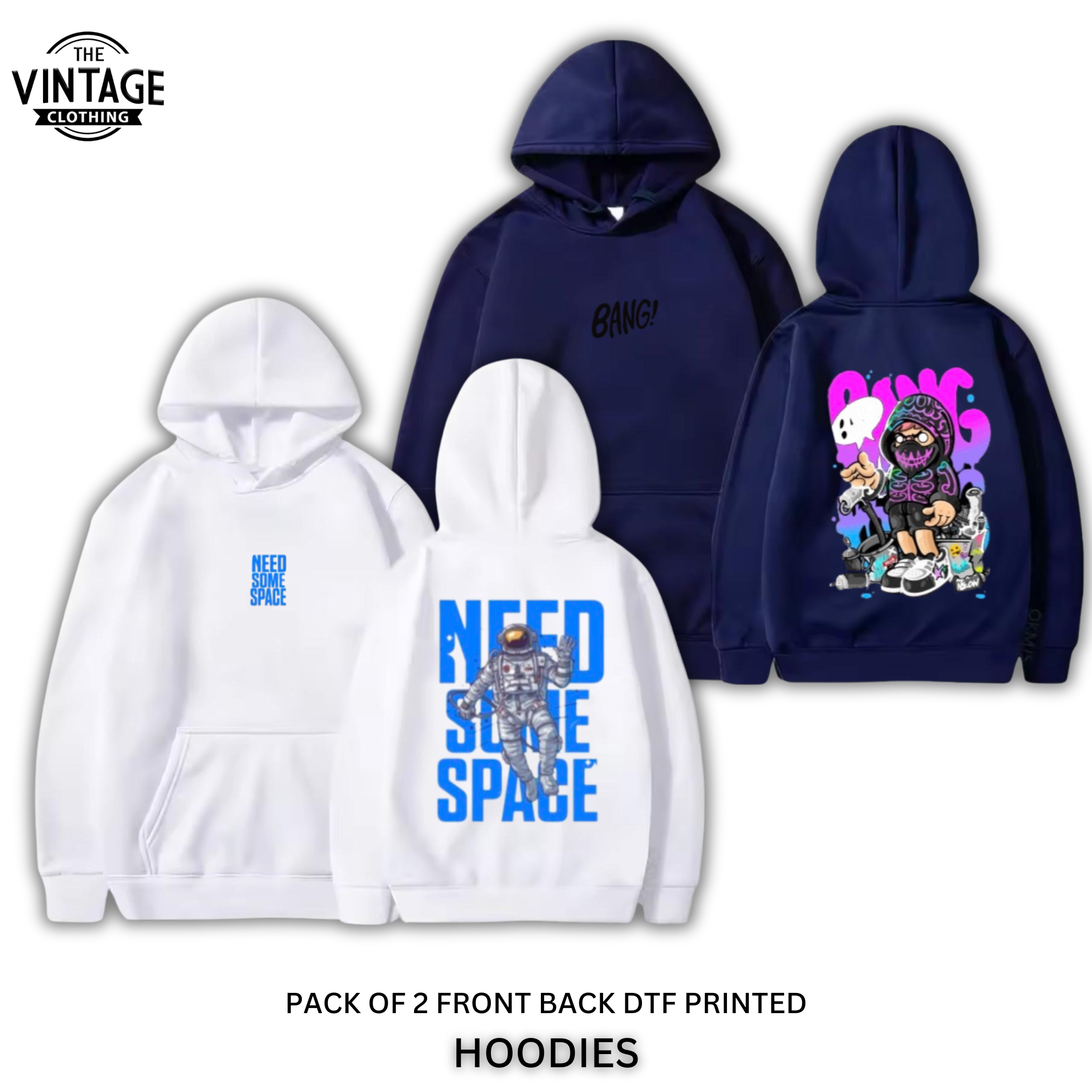 Pack of 2 DTF Printed Hoodies