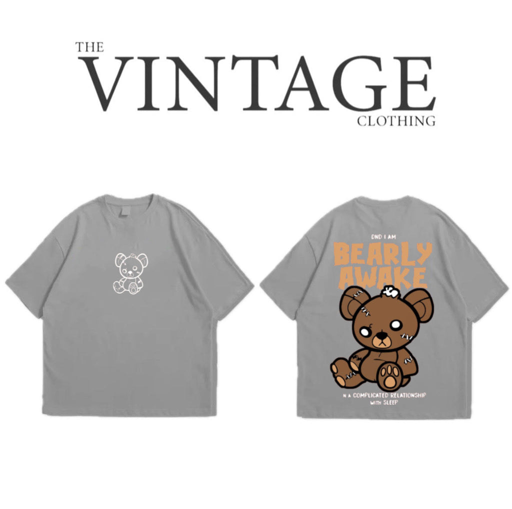 Bearly Awake Oversized Dropshoulder Tee - DTF Printed Tshirt For Men and Women