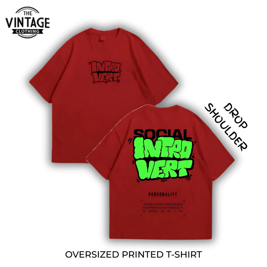 Introvert Oversized Dropshoulder Tee - DTF Printed Tshirt for Men and Women