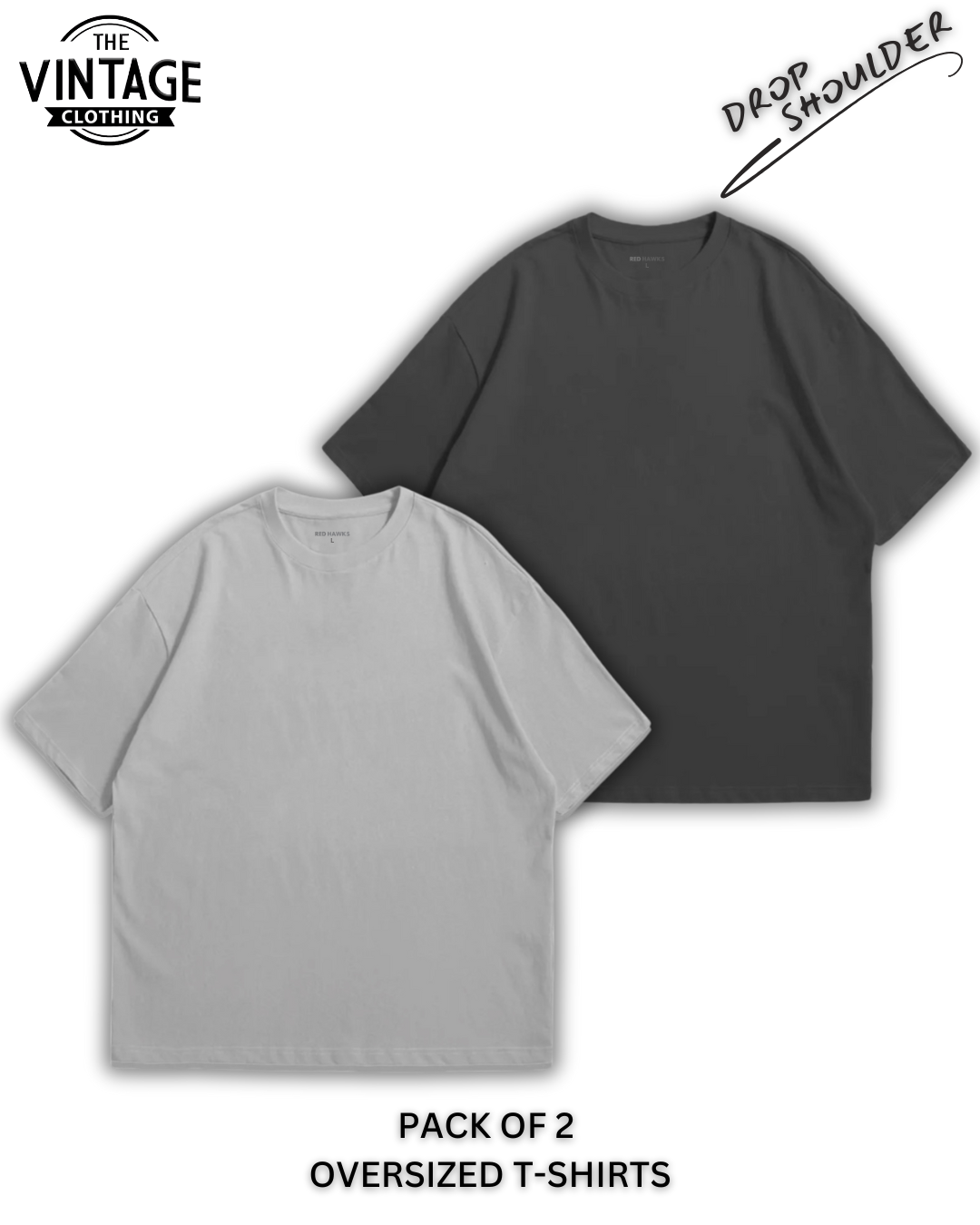 Pack of 2 Oversized | Drop Shoulder Solid Color Tshirts for Men and Women