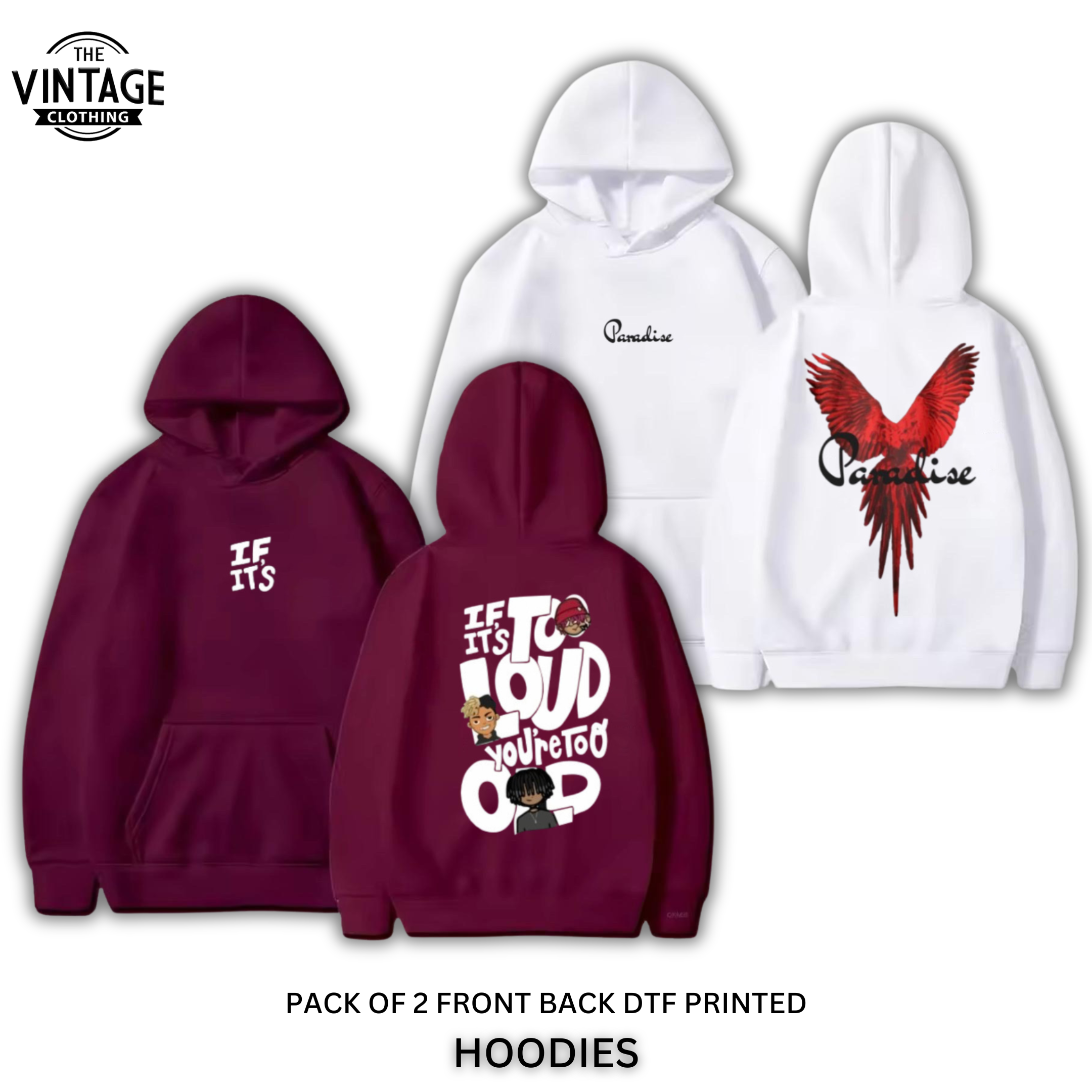 Pack of 2 DTF Printed Hoodies