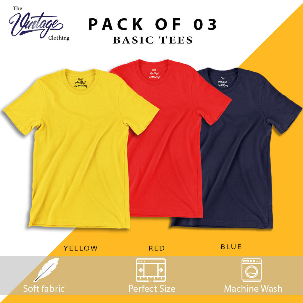 Pack of 3 plain Half sleeves T-Shirt