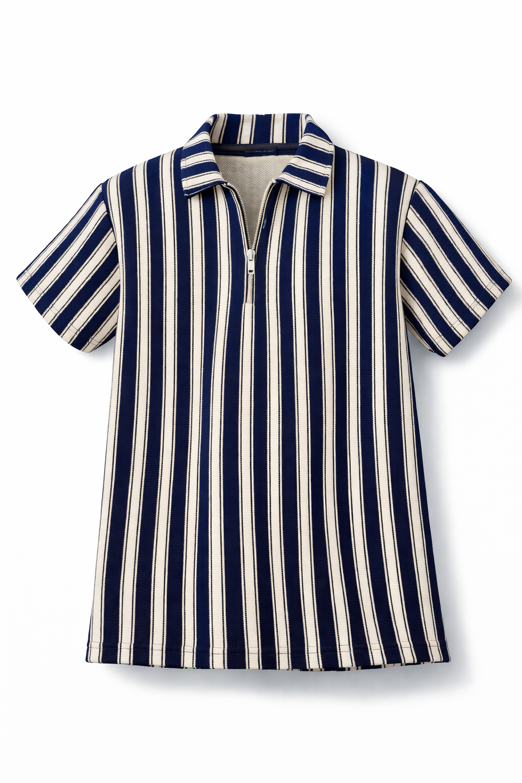 Pack of 2 - Waffle Knit Dual Stripe Zip Polo Shirt