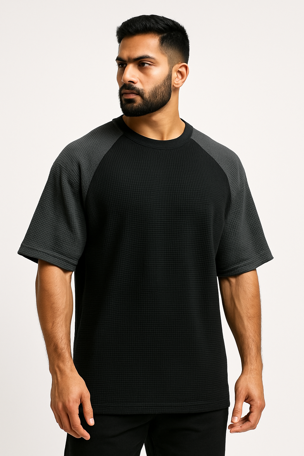 Pack of 2 - Oversized Raglan Waffle Knit T-Shirts