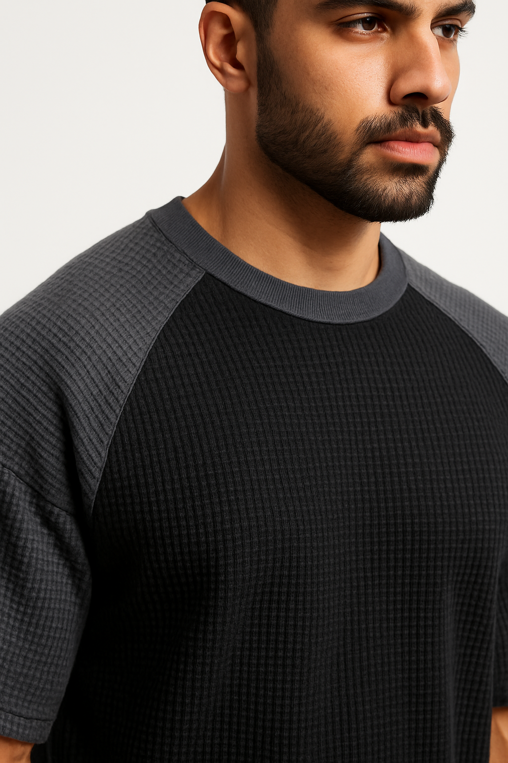 Pack of 2 - Oversized Raglan Waffle Knit T-Shirt
