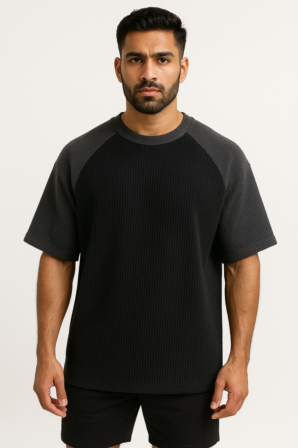 Pack of 2 - Oversized Raglan Waffle Knit T-Shirt