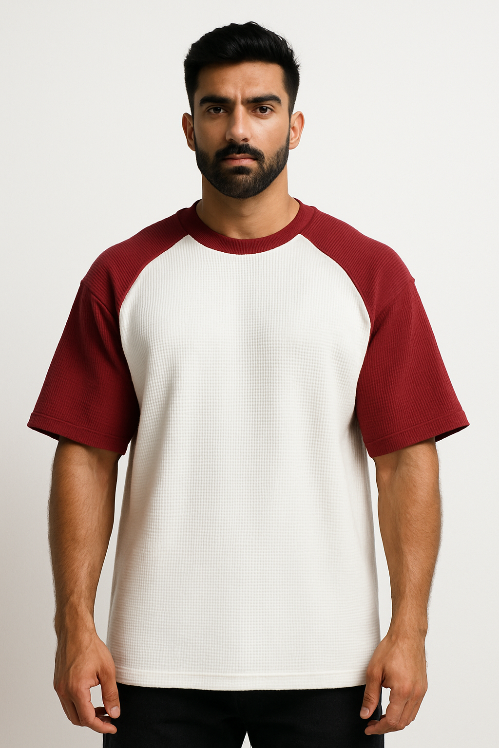 Pack of 2 - Oversized Raglan Waffle Knit T-Shirts