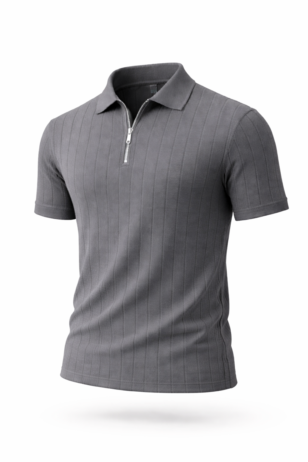 Steel Gray - Drop Needle Zipper Polo