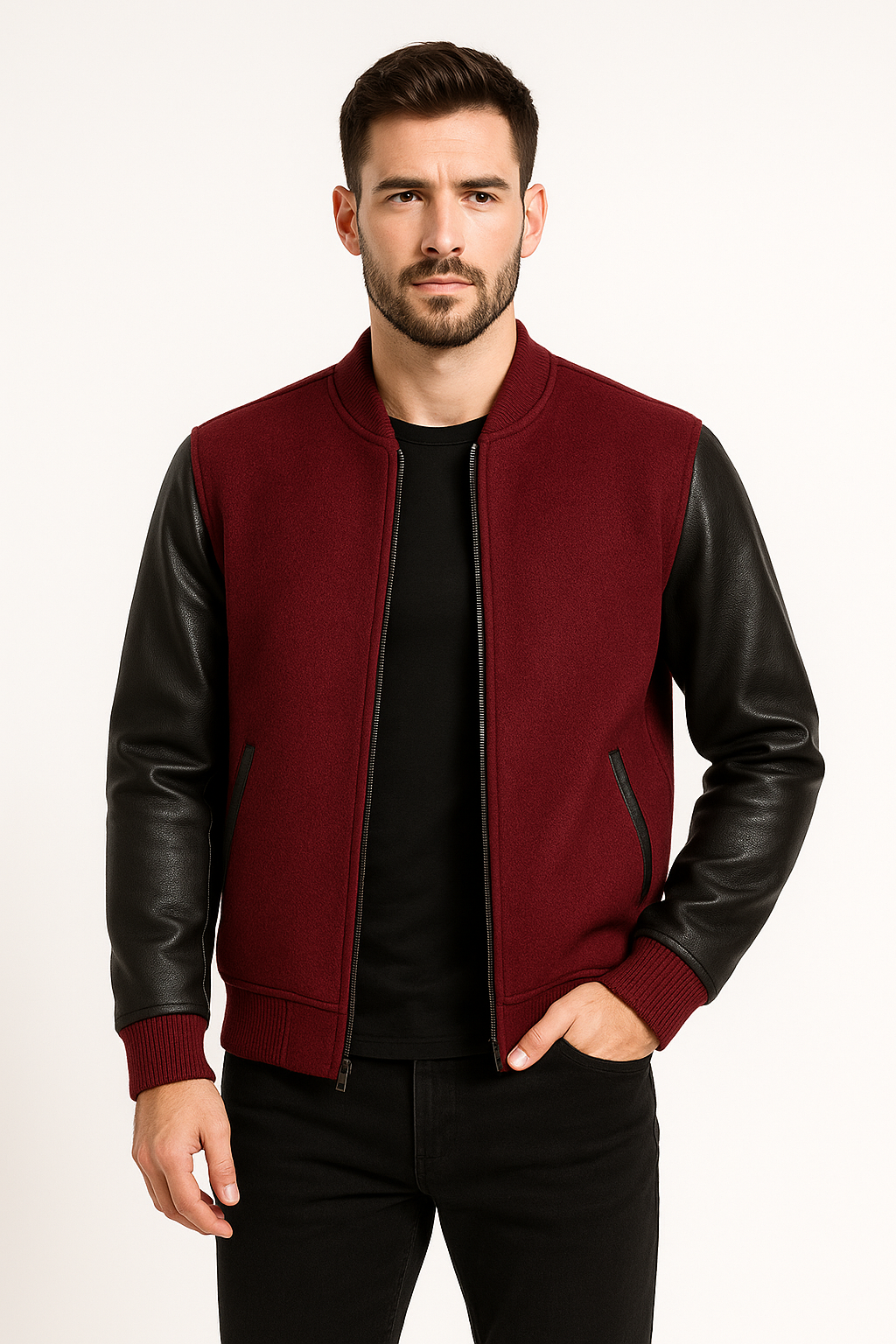 Men’s Bomber Jacket - Maroon