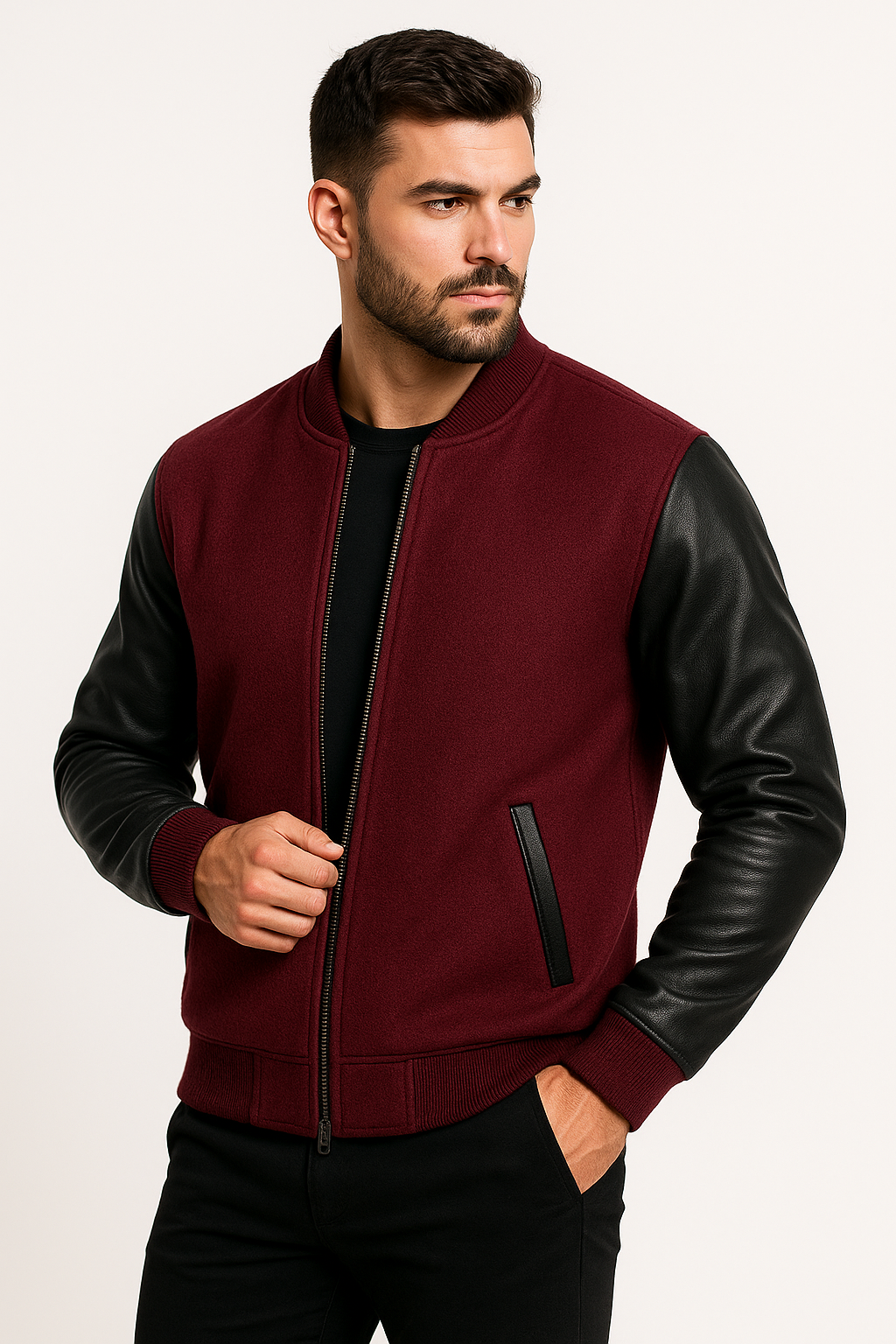 Men’s Bomber Jacket - Maroon