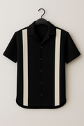 Black White Panel Cuban Shirt