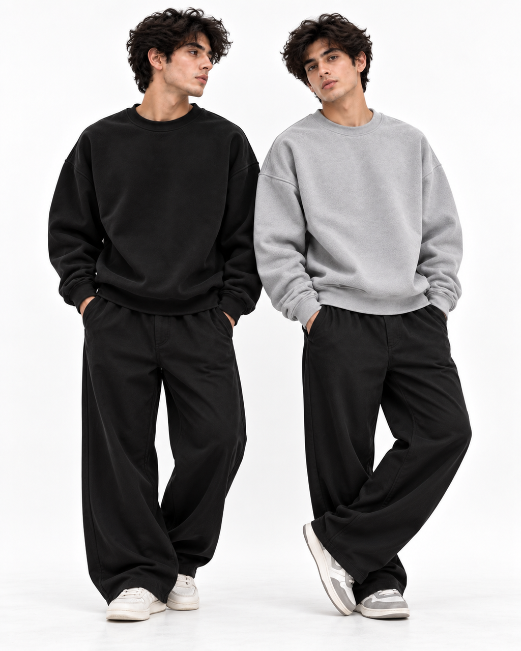 Pack of 2 Basic Black & Grey Premium Men’s Oversized Sweatshirt
