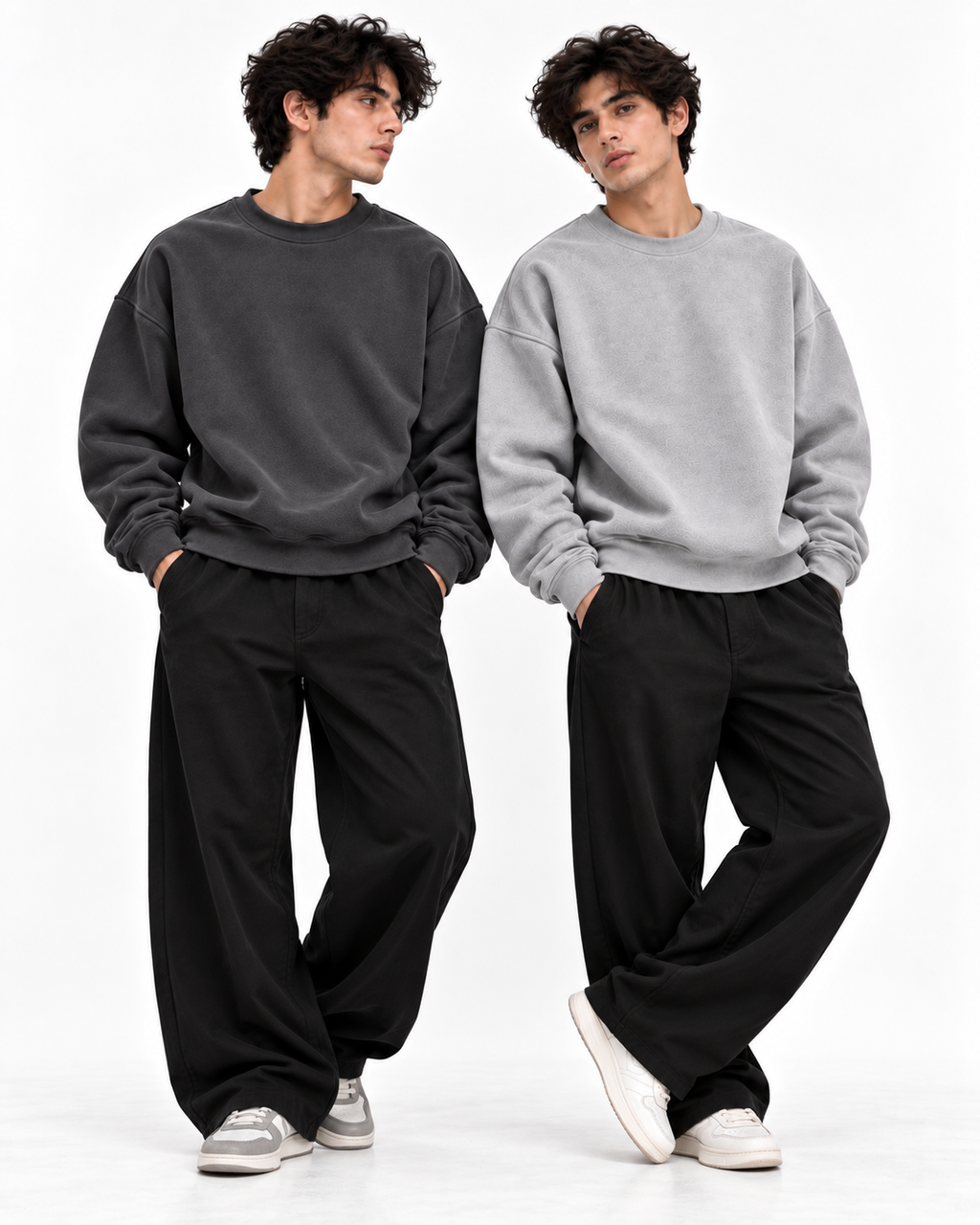 Pack of 2 Basic Charcoal & Grey Premium Oversized Men’s Sweatshirt