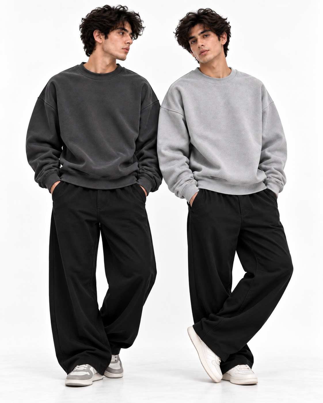 Pack of 2 Basic Charcoal & Grey Premium Oversized Men’s Sweatshirt