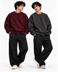Pack of 2 Basic Maroon & Charcoal Premium Oversized Men’s Sweatshirt