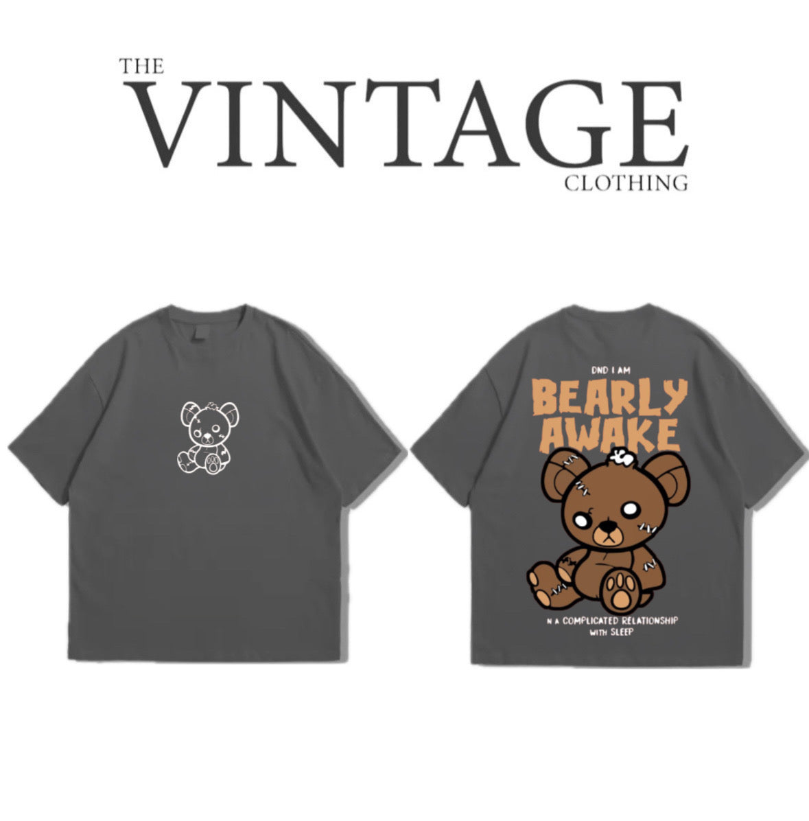 Bearly Awake Oversized Dropshoulder Tee - DTF Printed Tshirt For Men and Women