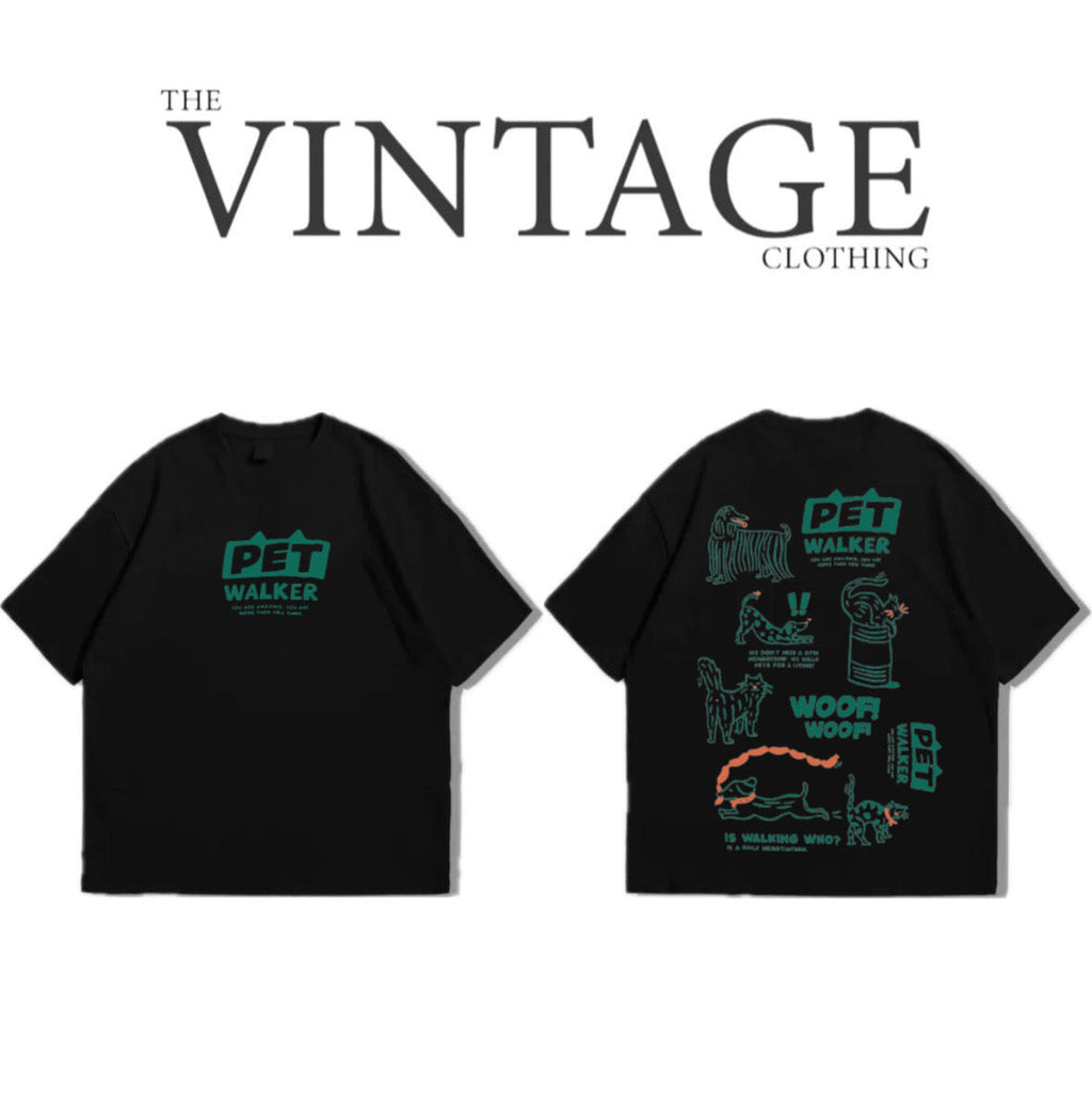Pet Walker Oversized Dropshoulder Tee - DTF Printed Tshirt for Men and Women