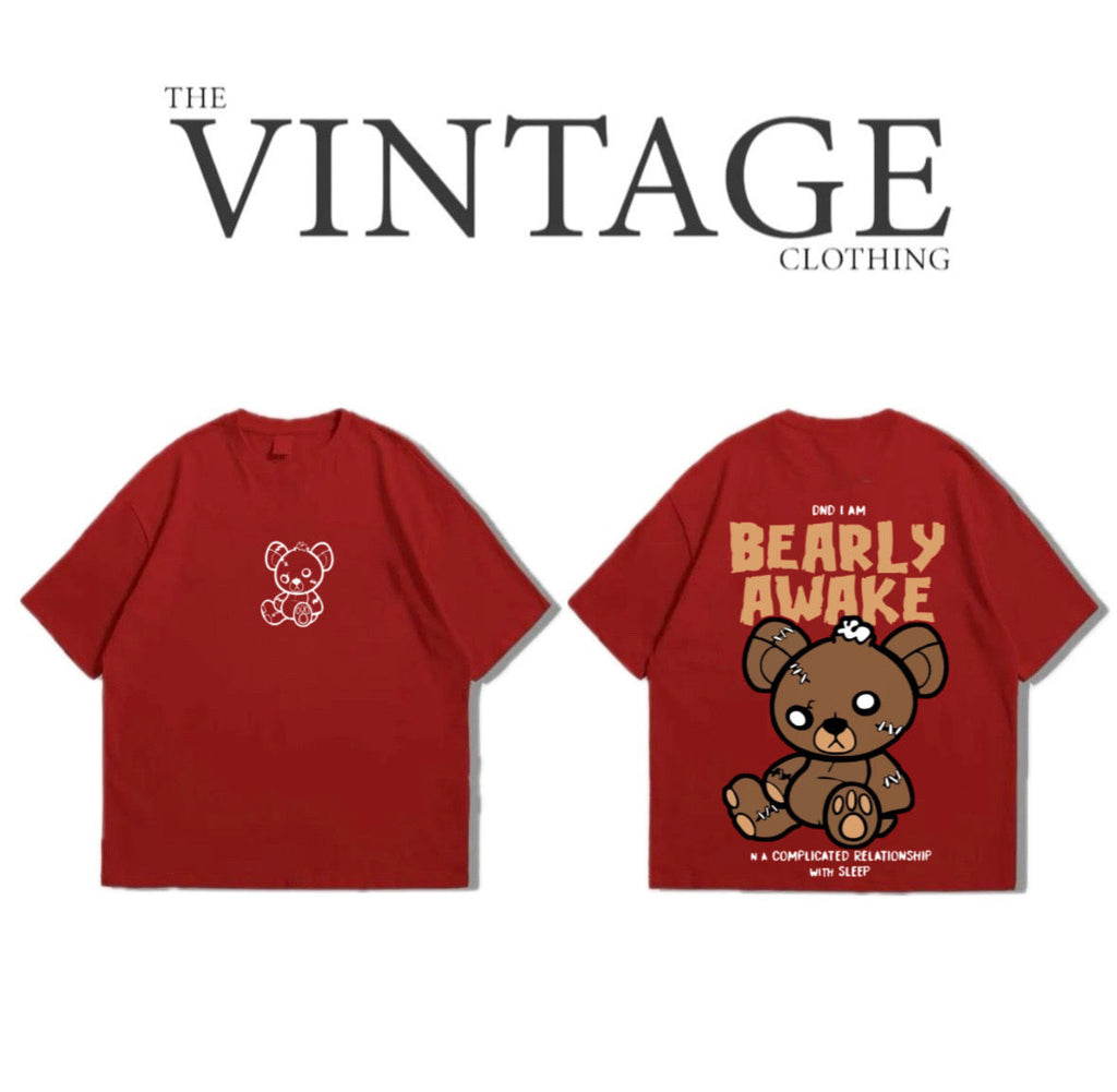 Bearly Awake Oversized Dropshoulder Tee - DTF Printed Tshirt For Men and Women