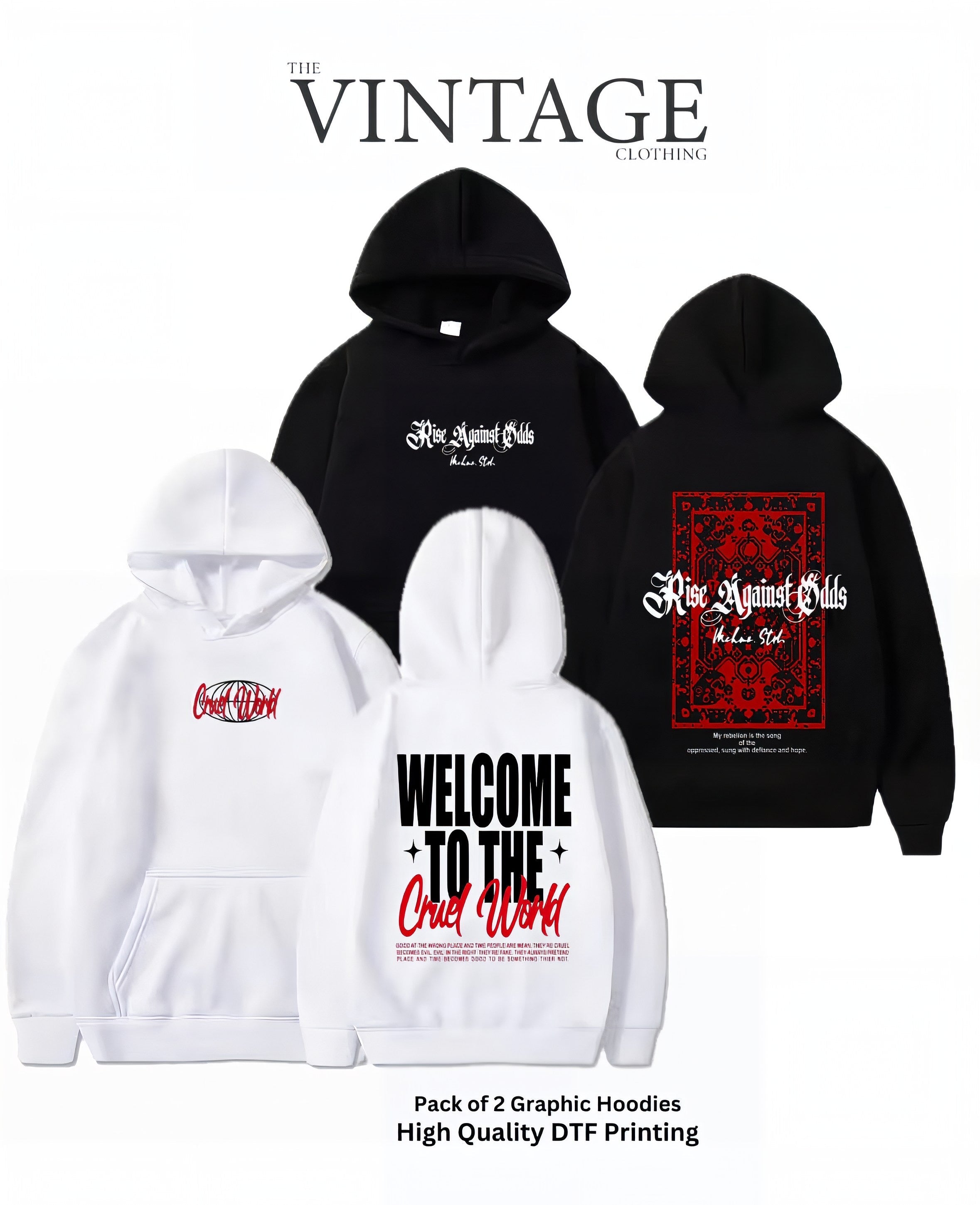 Pack of 2 Digital Printed Hoodies