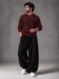 Waffle Knit Full Sleeves Henley & Baggy Trouser