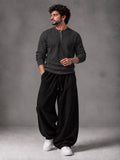 Waffle Knit Full Sleeves Henley & Baggy Trouser