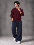 Waffle Knit Full Sleeves Henley & Baggy Trouser