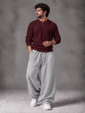 Waffle Knit Full Sleeves Henley & Baggy Trouser