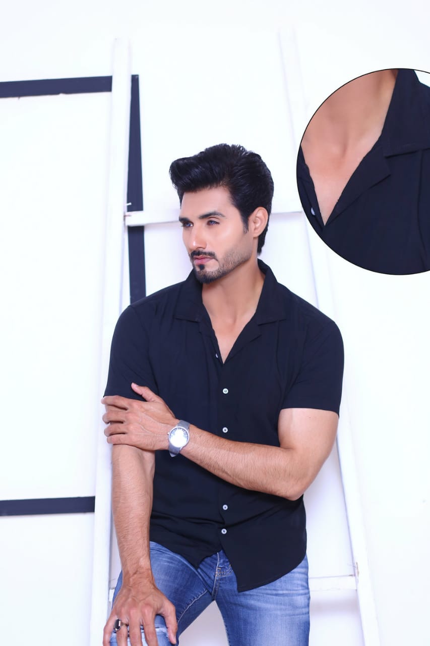 Blue Casual Half Sleeves Shirt