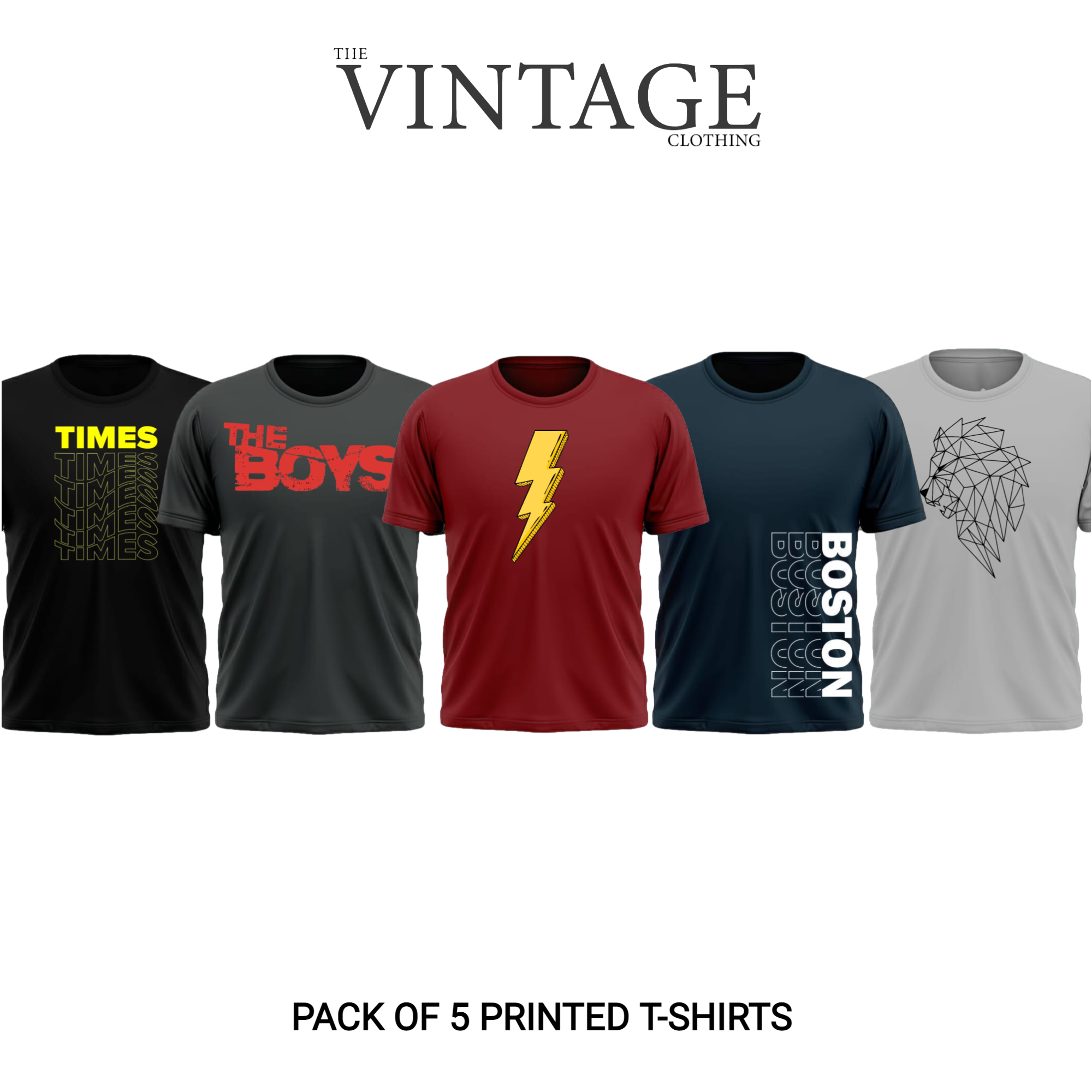 Pack of 5 Printed T-Shirt