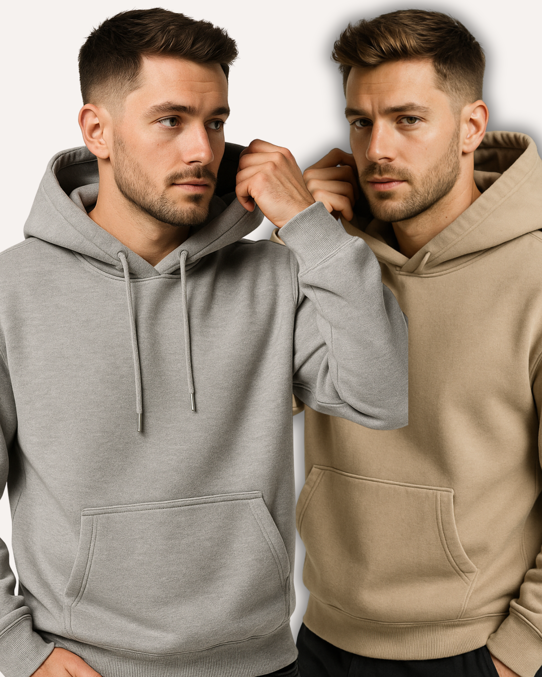 Pack of 2 Basic Gray & Beige Hoodies